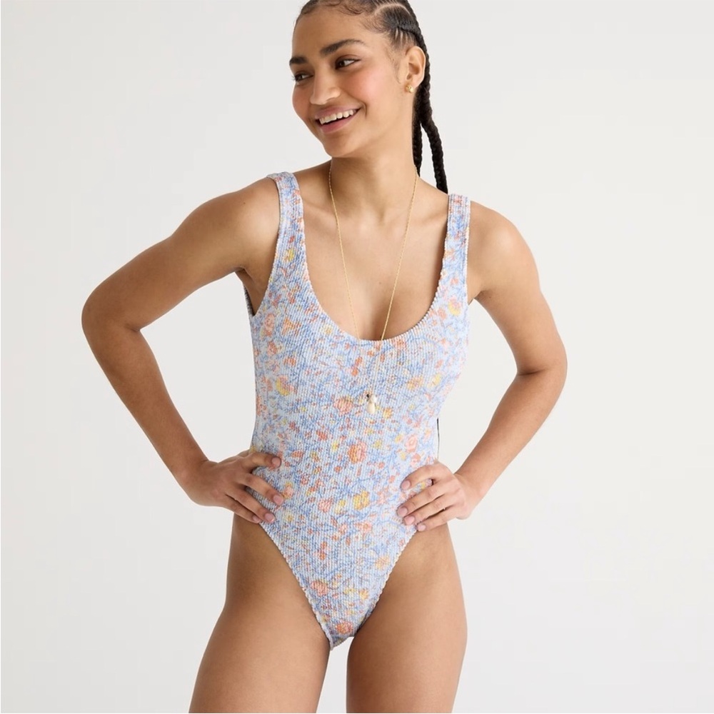 J Crew Scrunchie Classic Scoop Neck Bathing Suit